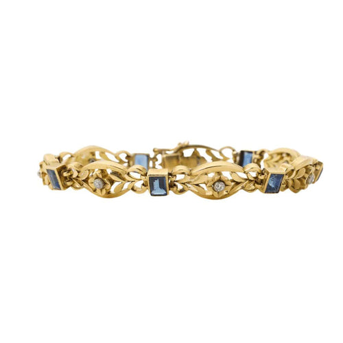 Bracelet Bracelet Belle Époque en or avec diamants et corindons synthétiques 58 Facettes