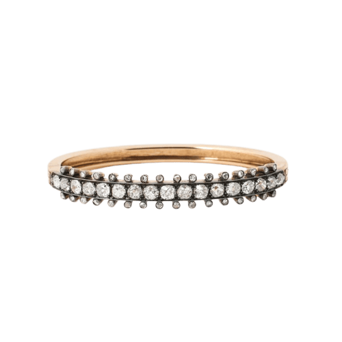 Bracelet Napoléon III - Bracelet rigide en or rose et diamants 58 Facettes