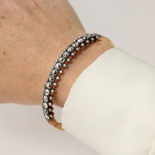 Bracelet Napoléon III - Bracelet rigide en or rose et diamants 58 Facettes