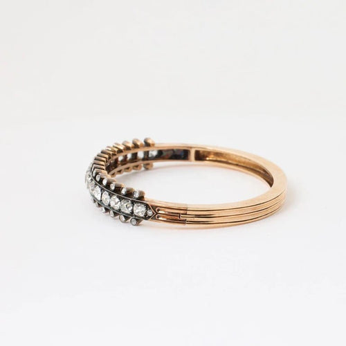 Bracelet Napoléon III - Bracelet rigide en or rose et diamants 58 Facettes