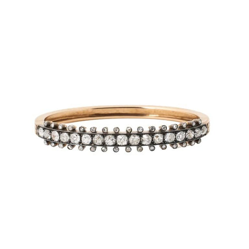 Bracelet Napoléon III - Bracelet rigide en or rose et diamants 58 Facettes