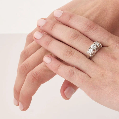 Bague 58 Bague vintage en platine 950 avec diamants taille brillant 58 Facettes