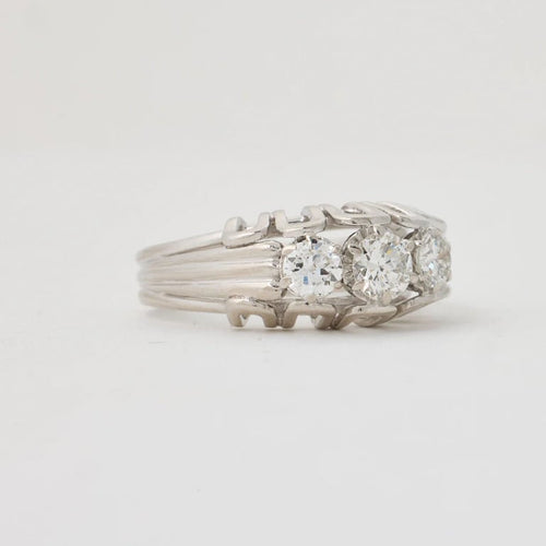 Bague 58 Bague vintage en platine 950 avec diamants taille brillant 58 Facettes