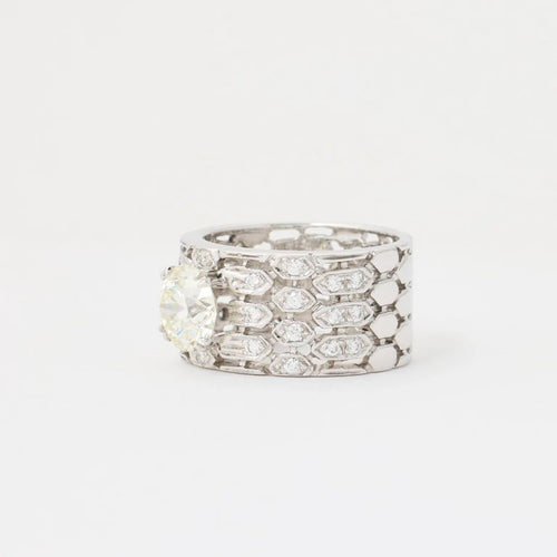 Bague 55 Bague en or blanc 750 avec diamants 58 Facettes