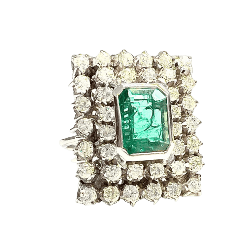 Bague Bague design contemporain en or 18 ct avec diamants et émeraude 58 Facettes 685/A (it)