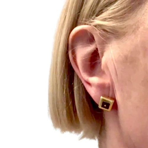 Boucles d'oreilles Boucles d'oreilles contemporaines en or 18k et rubis 58 Facettes Q913A