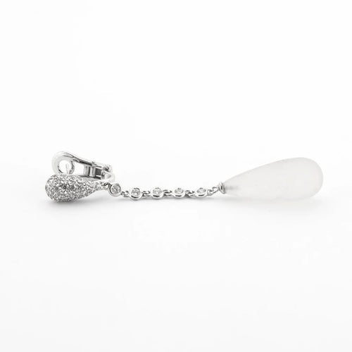 Boucles d'oreilles Boucles d'oreilles gouttes en or gris 18K, diamants et cristal de roche 58 Facettes Q904A