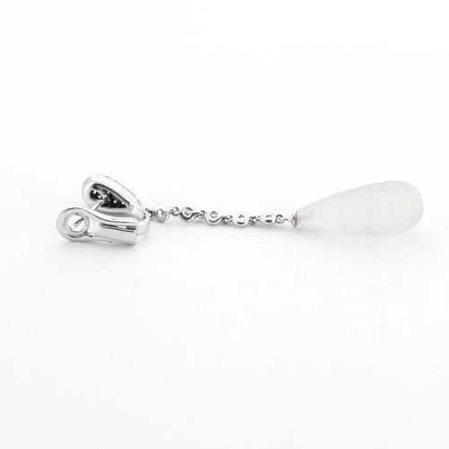 Boucles d'oreilles Boucles d'oreilles gouttes en or gris 18K, diamants et cristal de roche 58 Facettes Q904A