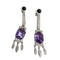Boucles d'oreilles Boucles d'oreilles style Art déco en or blanc 18 carats, diamants, onyx et améthystes 58 Facettes Q17B
