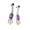Boucles d'oreilles Boucles d'oreilles style Art déco en or blanc 18 carats, diamants, onyx et améthystes 58 Facettes Q17B
