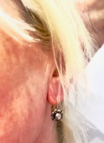 Boucles d'oreilles Boucles d’oreilles anciennes - Diamants en or jaune et argent 18 ct 58 Facettes Q145B