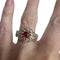 Bague 55 Bague Art déco - Diamants et rubis cabochon en or 18 kts et platine 58 Facettes Q197B