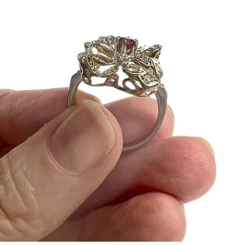 Bague 58.5 Bague Art déco en or 18 ct et platine avec diamants et rubis 58 Facettes Q177B