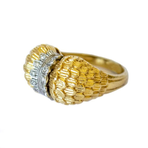 Bague 53 Bague rétro années 1940 en or 18 kt et diamants 58 Facettes A2225(596)