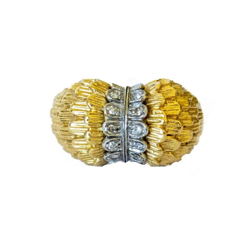 Bague 53 Bague rétro années 1940 en or 18 kt et diamants 58 Facettes A2225(596)