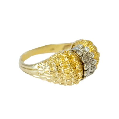 Bague 53 Bague rétro années 1940 en or 18 kt et diamants 58 Facettes A2225(596)