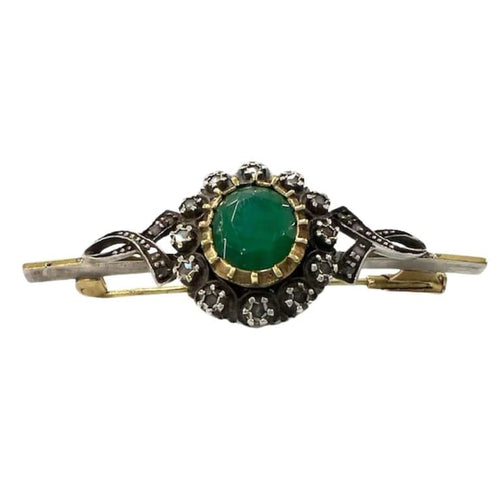 Broche Broche début XXe en argent et or, agate verte et diamants 58 Facettes Q461(272)