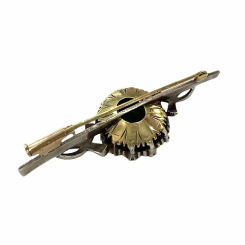 Broche Broche début XXe en argent et or, agate verte et diamants 58 Facettes Q461(272)