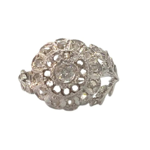 Bague 53.5 Bague style Art déco en or blanc 18 ct avec diamants 58 Facettes Q256B