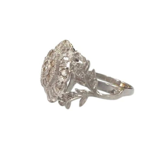 Bague 53.5 Bague style Art déco en or blanc 18 ct avec diamants 58 Facettes Q256B