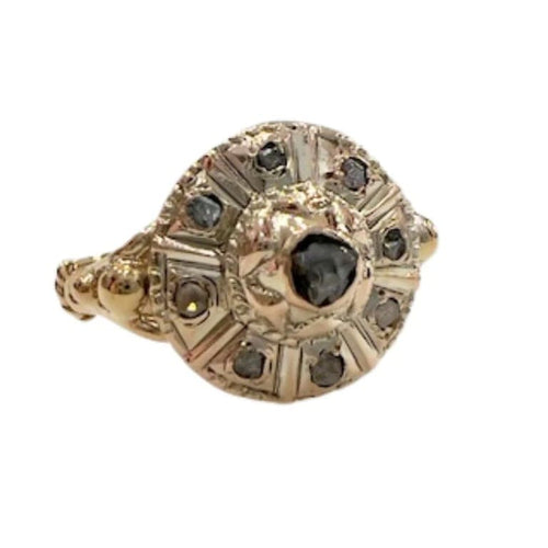 Bague 52 Bague époque 1910-1915 en or jaune 18 ct et diamants 58 Facettes Q98B