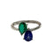 Bague 52 Bague design moderne en or blanc 18 ct avec saphir et émeraude 58 Facettes Q261B