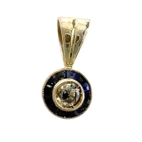 Pendentif Pendentif Art déco en or 18 carats et platine, diamants et saphirs 58 Facettes Q230B