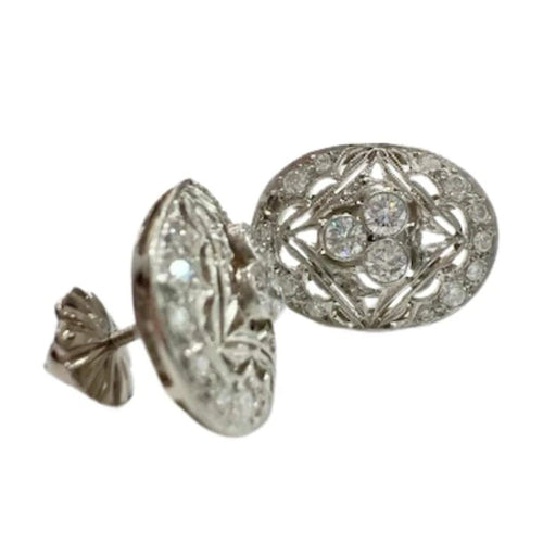 Boucles d'oreilles Boucles d’oreilles Art déco en platine avec diamants 1,16 ct 58 Facettes Q298B