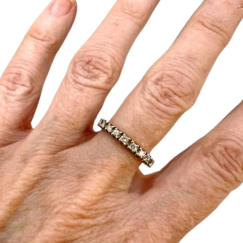 Bague 55 Bague cinquillo design contemporain en or jaune 18 ct et diamants 58 Facettes Q486