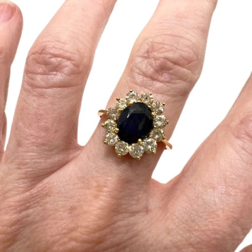 Bague 54.5 Bague rosace en or 18 carats, diamants et saphir 58 Facettes Q241B(959)