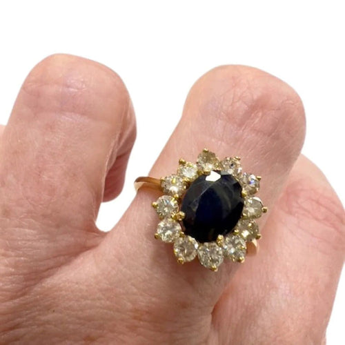 Bague 54.5 Bague rosace en or 18 carats, diamants et saphir 58 Facettes Q241B(959)