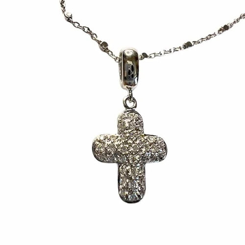 Collier TOUS - Pendentif croix avec chaîne en or blanc 18 carats et diamants 58 Facettes Q358B(114)