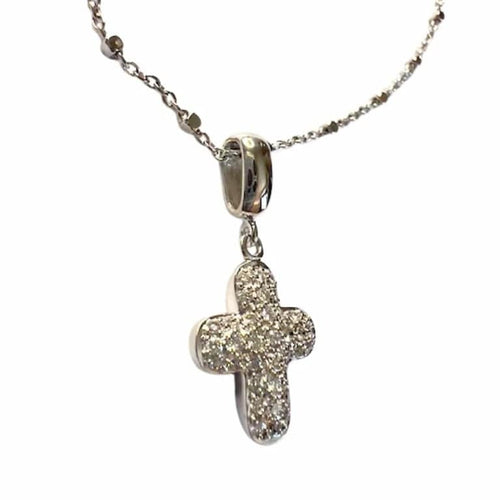 Collier TOUS - Pendentif croix avec chaîne en or blanc 18 carats et diamants 58 Facettes Q358B(114)