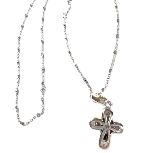 Collier TOUS - Pendentif croix avec chaîne en or blanc 18 carats et diamants 58 Facettes Q358B(114)