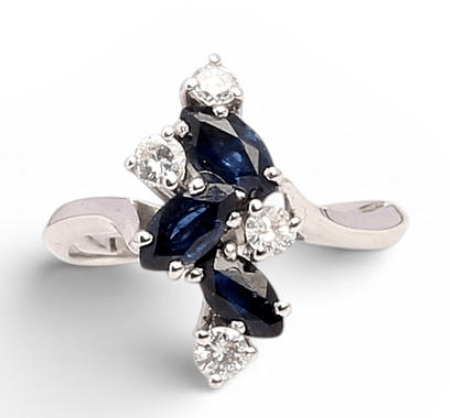 Bague 52 Bague Art déco - Or 18 carats, diamants et saphirs 58 Facettes Q326B(965)