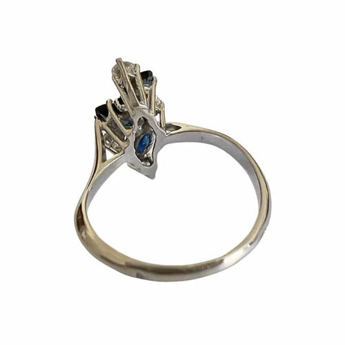 Bague 51.5 Bague Art déco 1945 en or blanc 18 carats avec diamants et saphirs 58 Facettes Q326B(965)