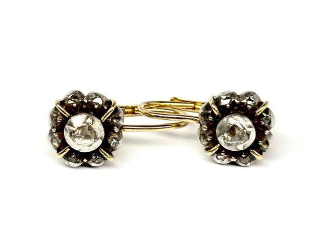 Boucles d'oreilles Boucles d'oreilles en or jaune 18 carats et argent 916 avec diamants 58 Facettes E18