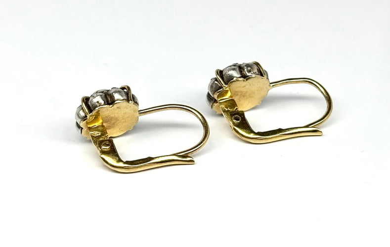 Boucles d'oreilles Boucles d'oreilles en or jaune 18 carats et argent 916 avec diamants 58 Facettes E18