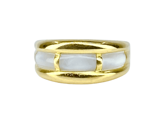 Bague 56 Bague jonc en or jaune 18 carats et nacres blanches 58 Facettes AB669