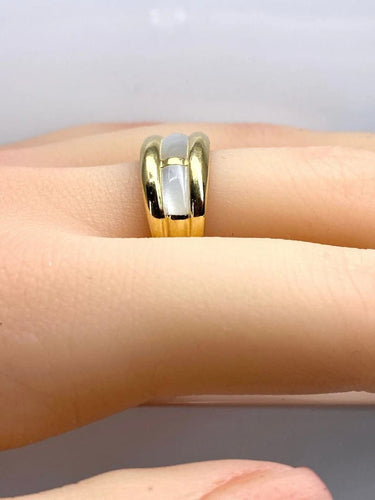 Bague 56 Bague jonc en or jaune 18 carats et nacre blanche 58 Facettes AB669