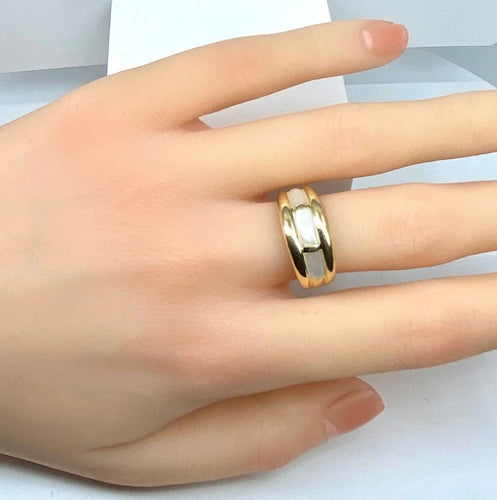 Bague 56 Bague jonc en or jaune 18 carats et nacre blanche 58 Facettes AB669