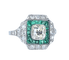 Bague 56 Bague Art déco coussin en platine, diamants et émeraudes 58 Facettes AB674