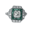 Bague 56 Bague Art déco coussin en platine, diamants et émeraudes 58 Facettes AB674