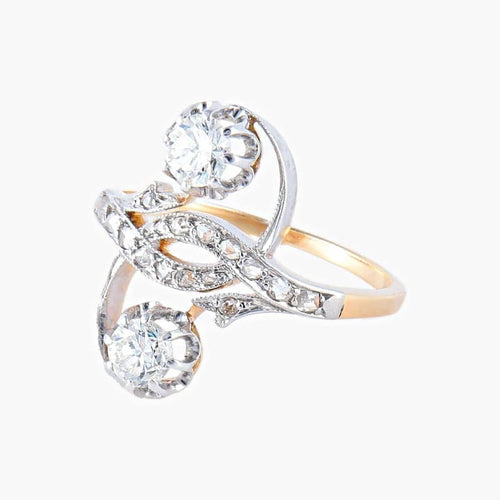 Bague 53 Bague Toi & Moi en or jaune et blanc 18K et diamants 58 Facettes AB5