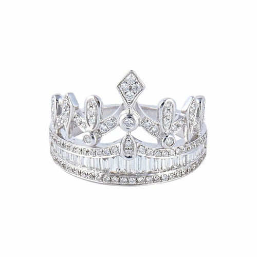 Bague 53 Bague couronne en or blanc 18K sertie de diamants 58 Facettes AB594