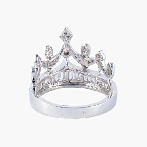 Bague 53 Bague couronne en or blanc 18K sertie de diamants 58 Facettes AB594