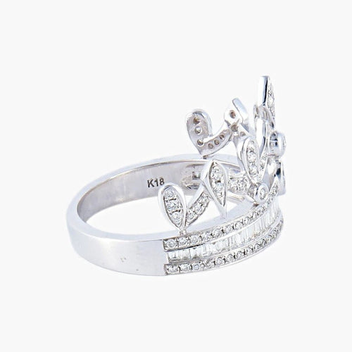Bague 53 Bague couronne en or blanc 18K sertie de diamants 58 Facettes AB594