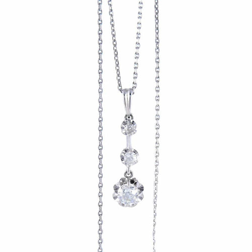Collier Pendentif 1900-1930 - Diamants sur chaîne en or 18K 58 Facettes AB119