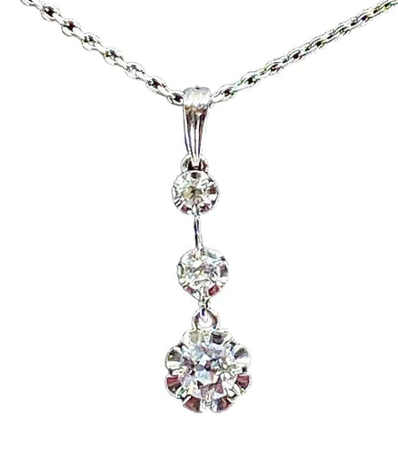Collier Pendentif 1900-1930 - Diamants sur chaîne en or 18K 58 Facettes AB119