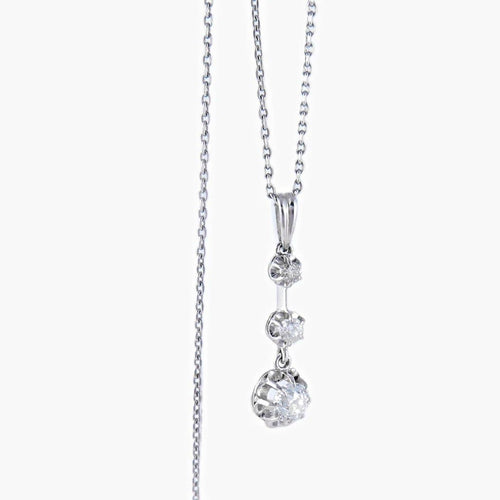 Collier Pendentif 1900-1930 - Diamants sur chaîne en or 18K 58 Facettes AB119